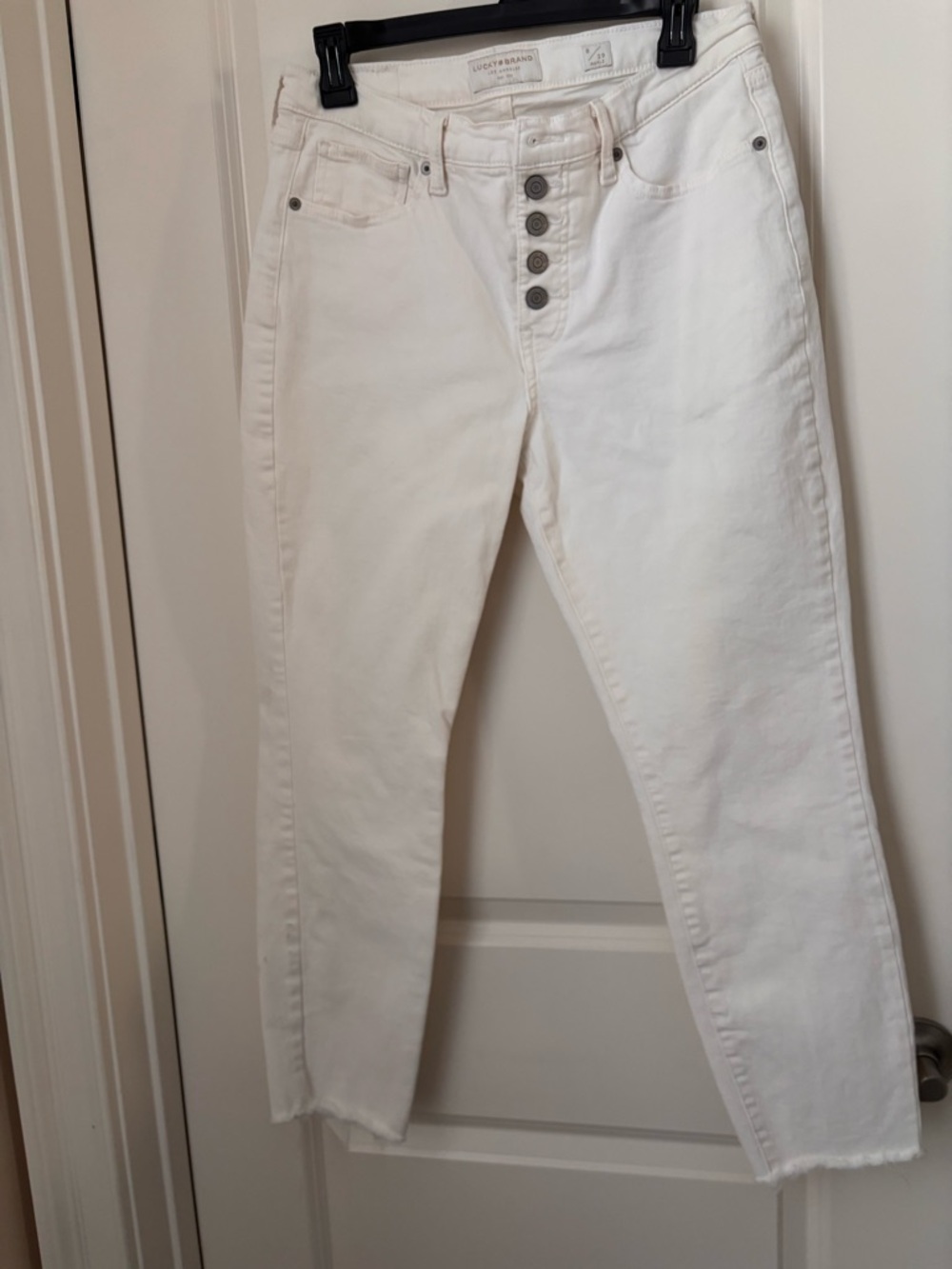 Lucky Brand White High-Rise Button-Fly Straight Jeans